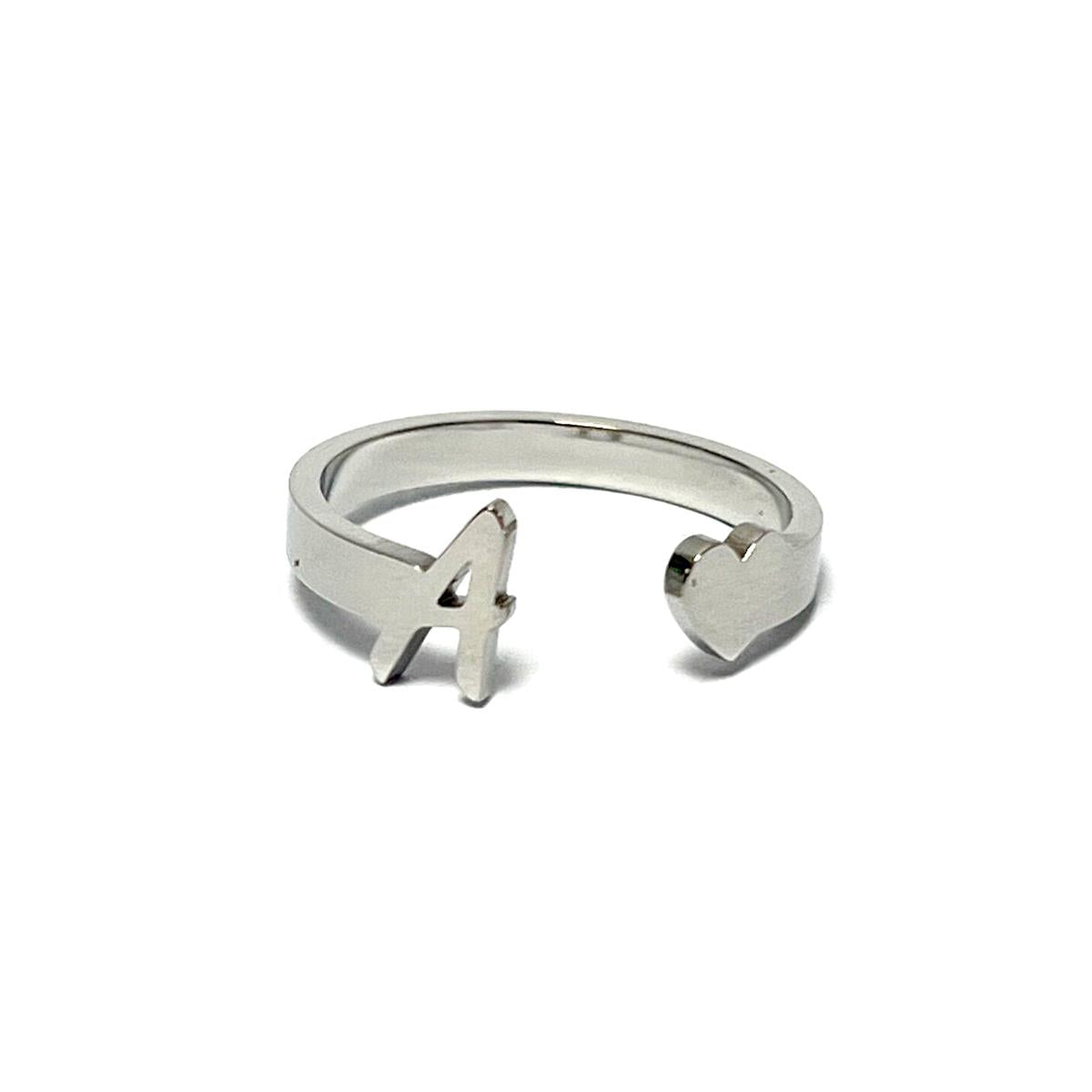 Anillo acero letra - A