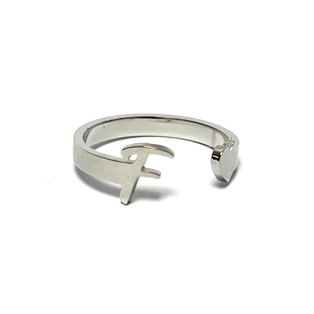 Anillo acero letra - F