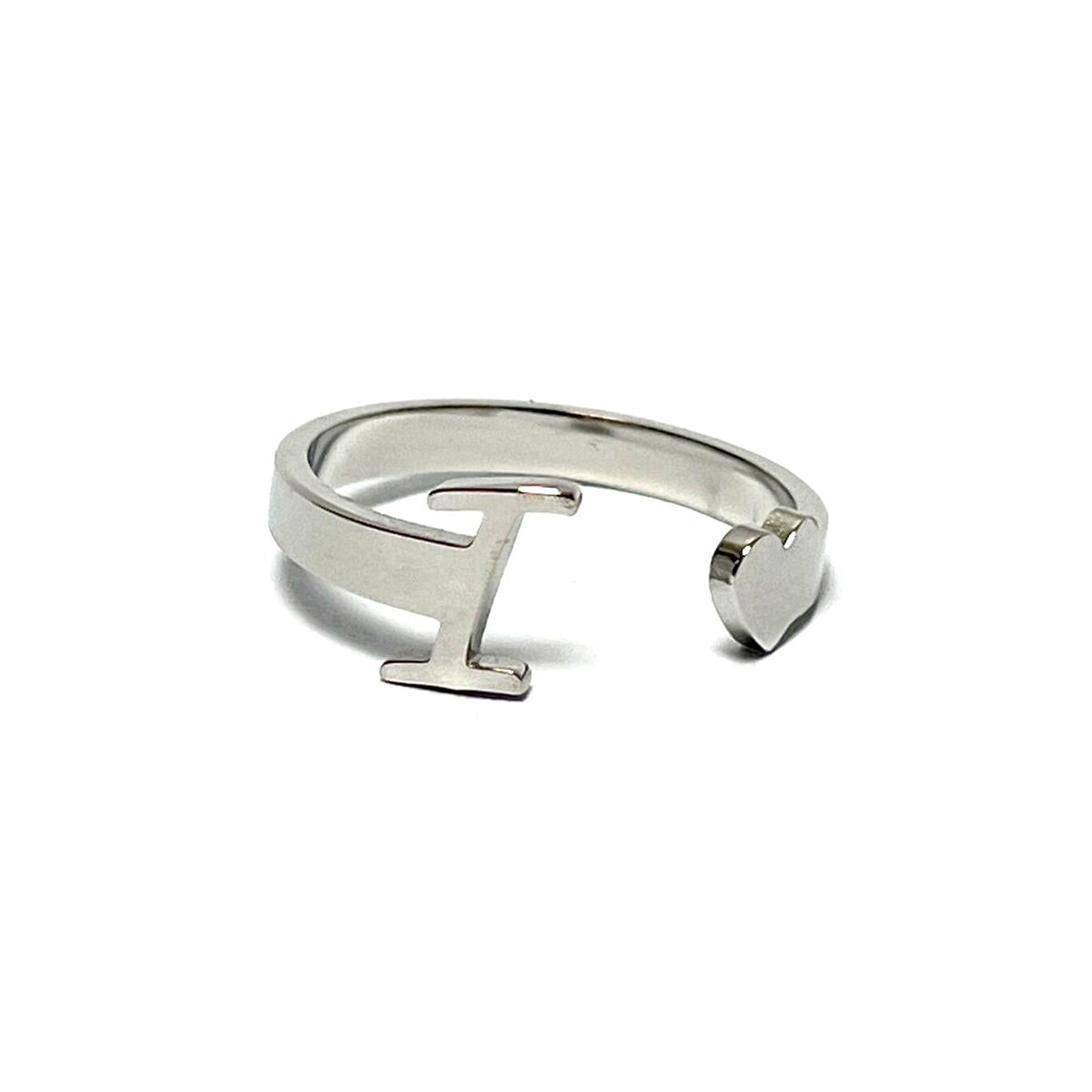 Anillo acero letra - I