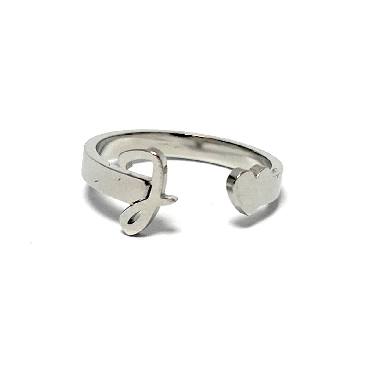 Anillo acero letra - J