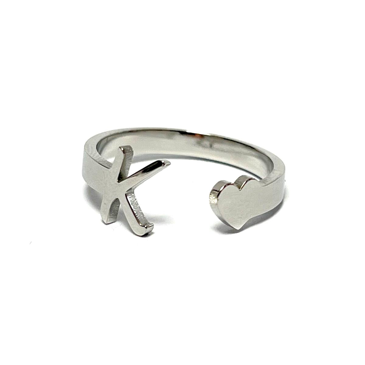 Anillo acero letra - K