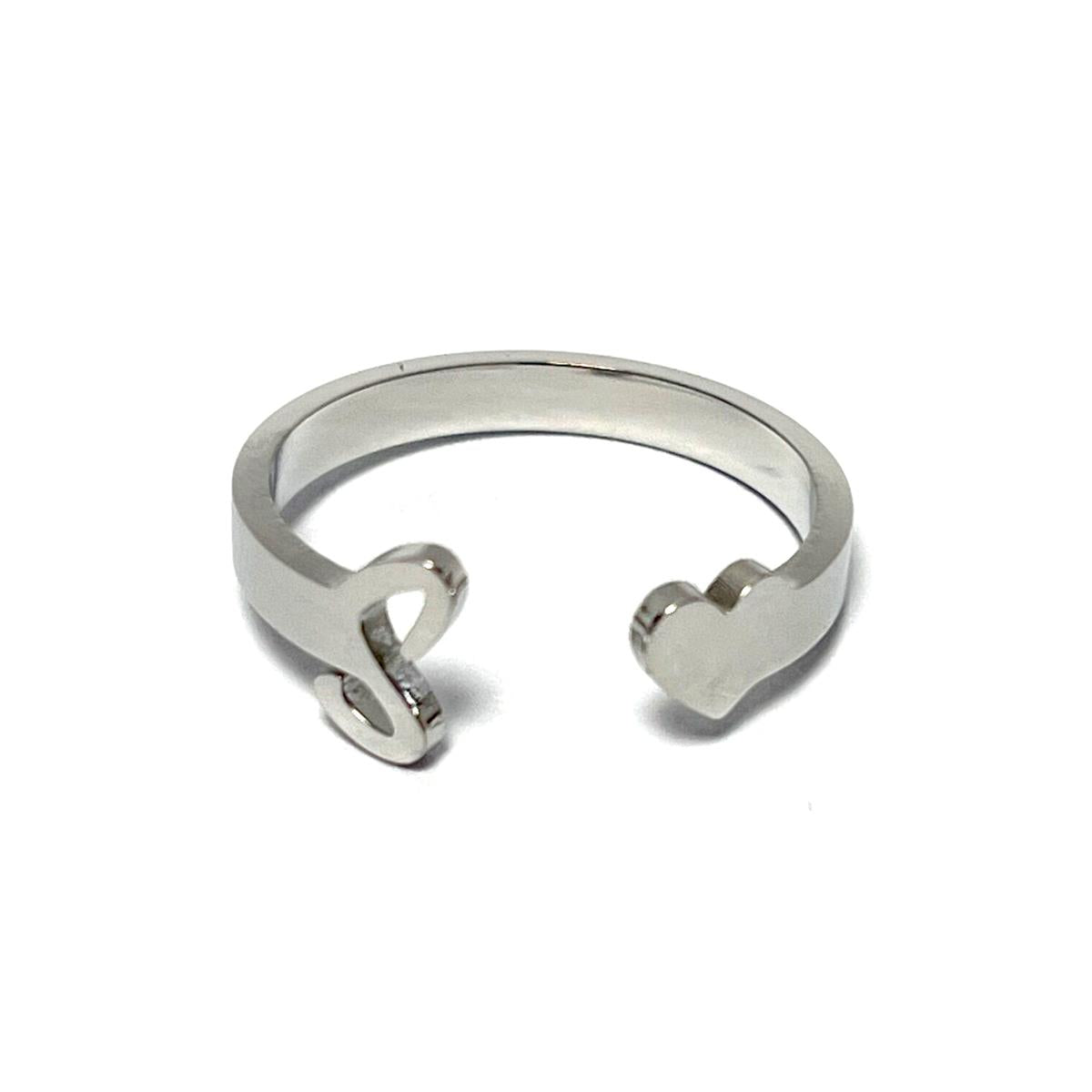Anillo acero letra - S