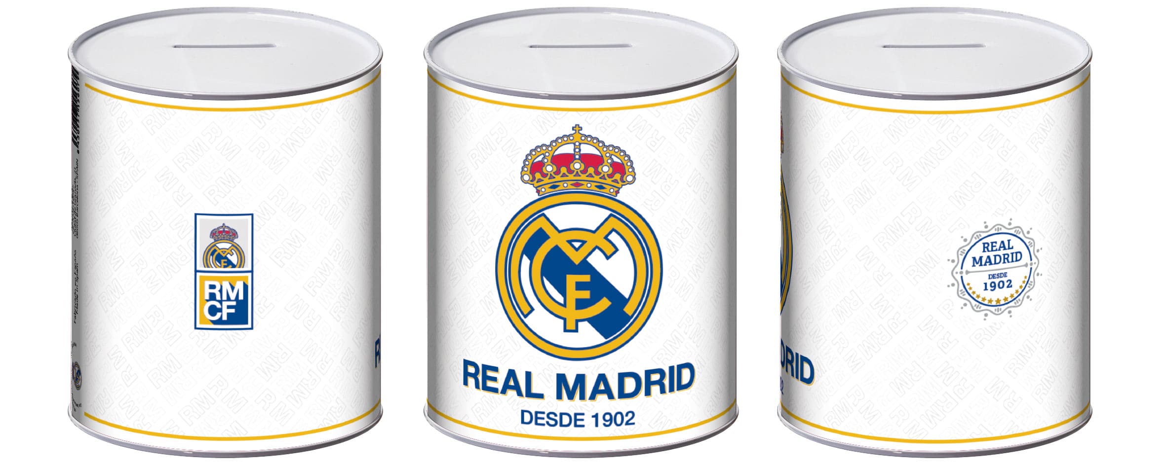 HUCHA DE METAL DE 10X10X12 CM. DE REAL MADRID CF