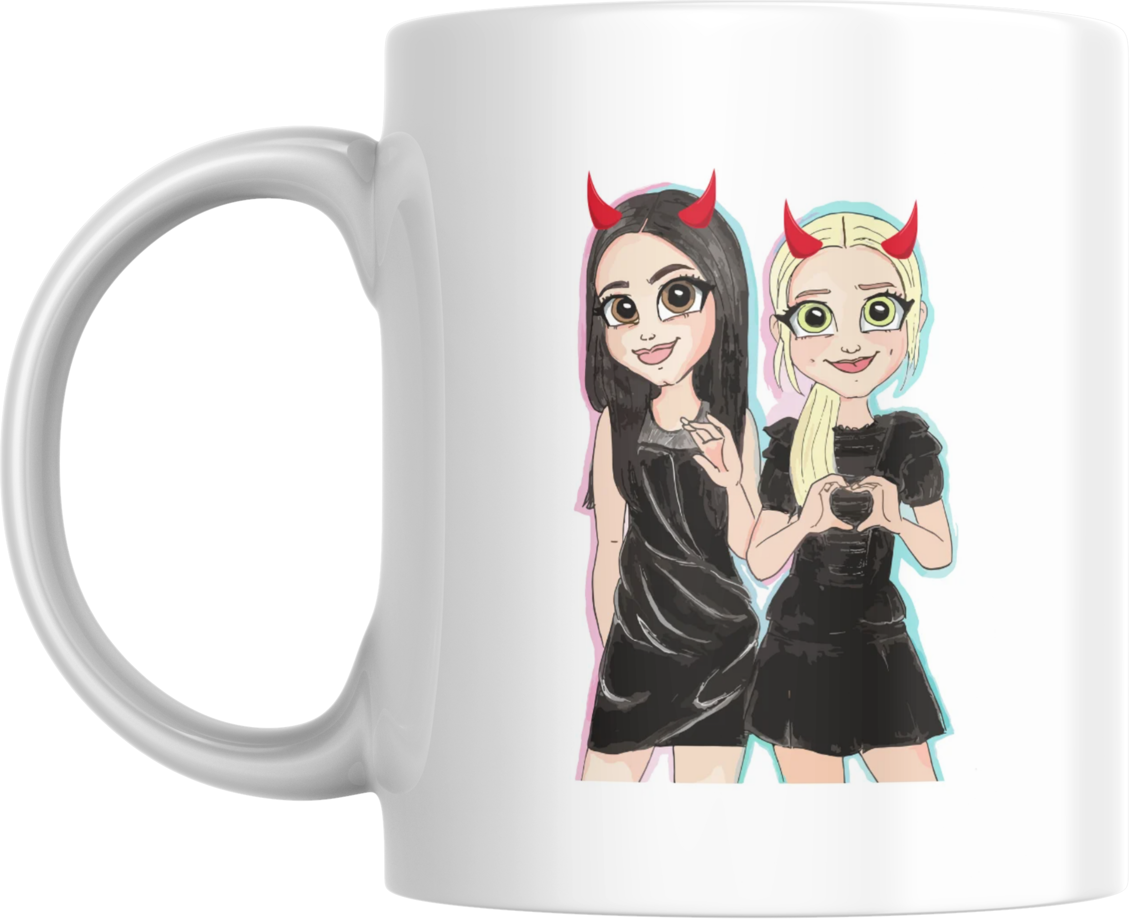 Taza "Mirar a tu amiga y saber que iréis juntas al infierno"
