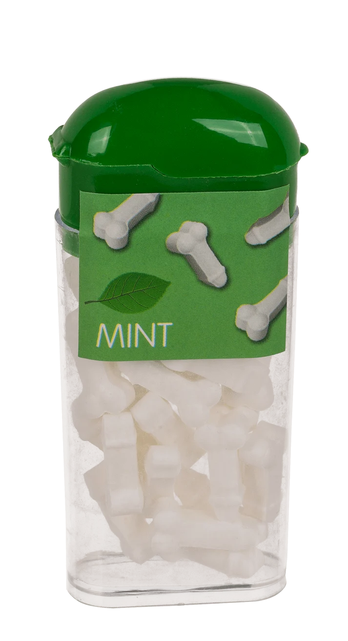Botecito de caramelos con forma de pene sabor menta de 18 g