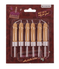 Pack de 6 velas para tarta con forma de pene en tono claro y soportes de plástico