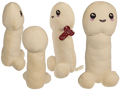 Peluche con forma de pene de 30 cm, color crema, cara sonriente y detalles bordados