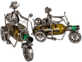 Portabotellas metálico Motociclista de 30 × 21 cm, dos vistas de motorista y motocicleta; botella no incluida