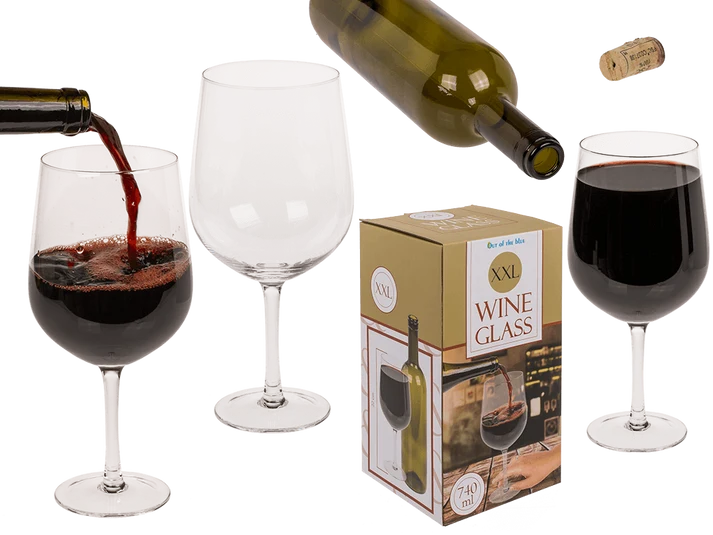 Copa XXL de vino de aproximadamente 750 ml y 23 cm, con demostración de uso y caja de regalo