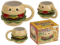 Taza Kawaii Burger de dolomita, 440 ml, hamburguesa sonriente con detalles de ingredientes en relieve y caja regalo