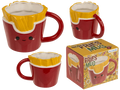 Taza Kawaii Fries de dolomita de 420 ml, diseño de patatas fritas con carita sonriente y caja de regalo
