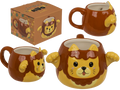 Taza Huggy Mug León de dolomita 450 ml, con melena marrón, cara sonriente y patitas en relieve, en caja regalo