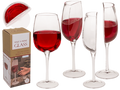 Media copa de vino de 200 ml con diseño cortado verticalmente, 21 × 8 cm, mostrada con vino y caja de regalo