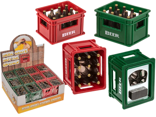 Abrebotellas magnético con forma de caja de cervezas en miniatura, colores rojo y verde surtidos