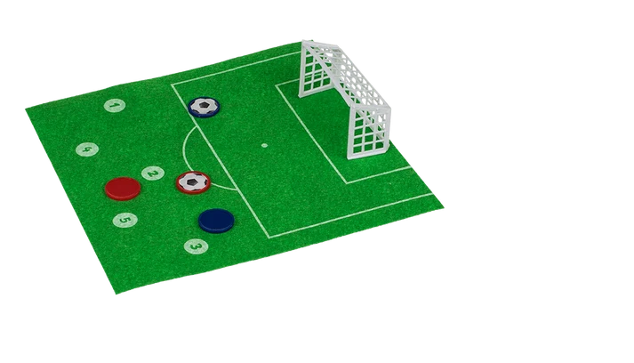 Mini juego de fútbol con campo y fichas