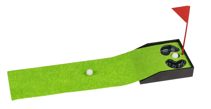 Mini juego de golf de mesa con campo verde y bandera