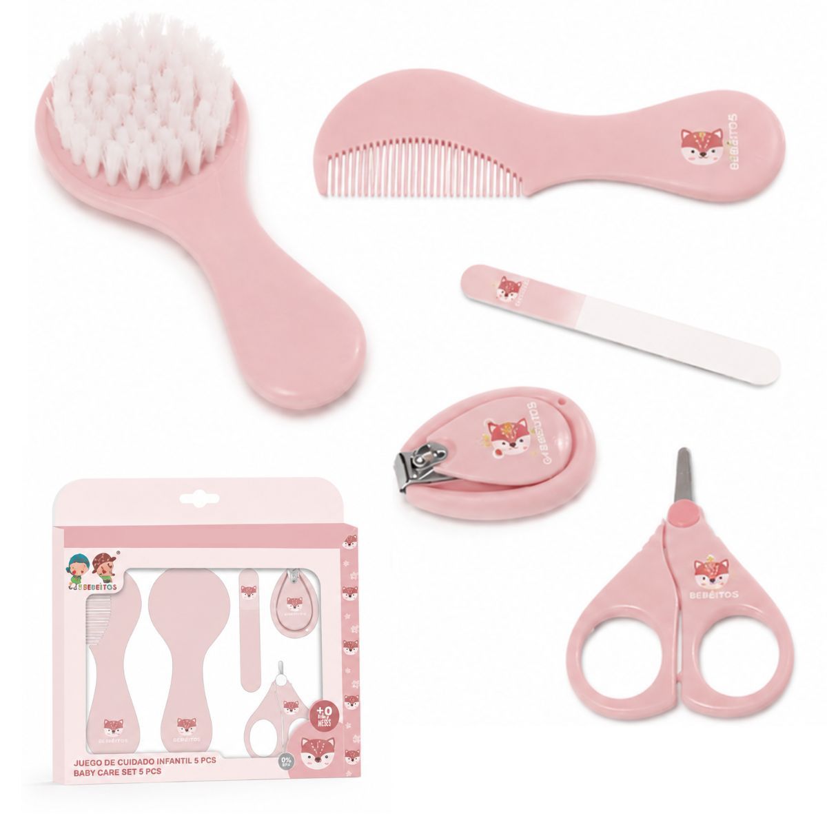 Juego Cuidado Infantil 5 Pzs 11098 Rosa Gamberritos