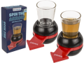 Juego de beber Spin the Arrow con vaso de chupito de 50 ml y base negra con flecha giratoria roja, en caja