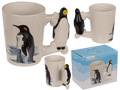 Taza original de pingüino con ilustración de adulto y cría, asa 3D de pingüino y caja decorada