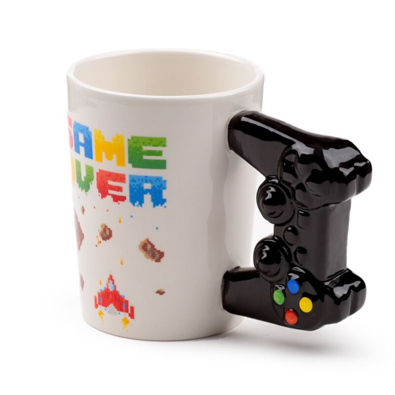 Game Over – Taza de Dolomita 400 ml con Asa en Forma de Mando