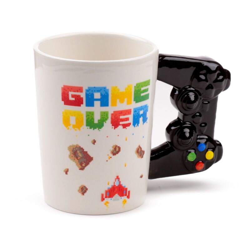 Game Over – Taza de Dolomita 400 ml con Asa en Forma de Mando
