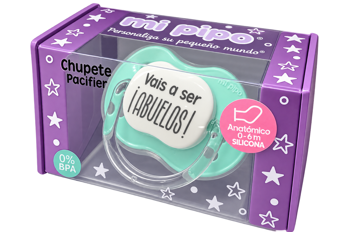 Chupete «¡Vais a ser abuelos!» verde agua – MI PIPO 0-6 meses