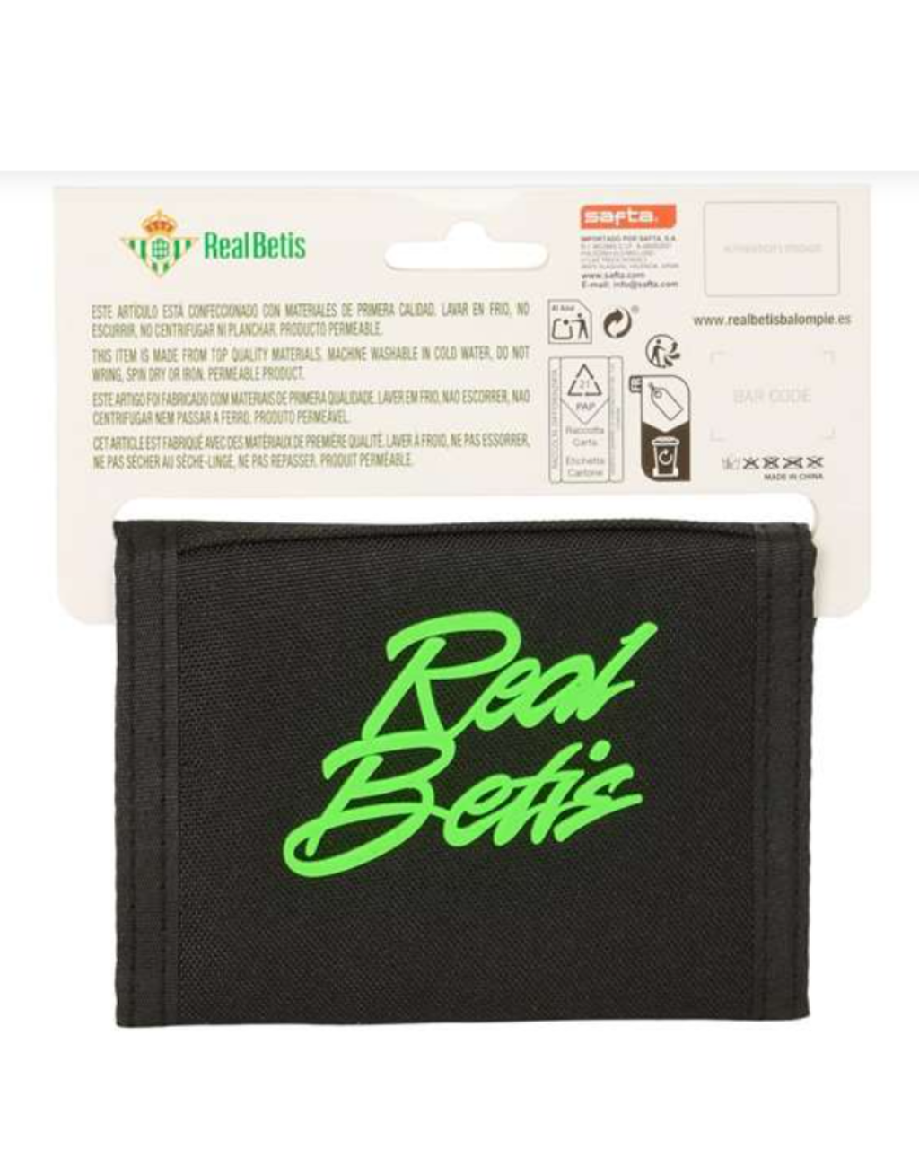 Cartera Billetera Real Betis Balompié Oficial – Monedero de Tela con Velcro