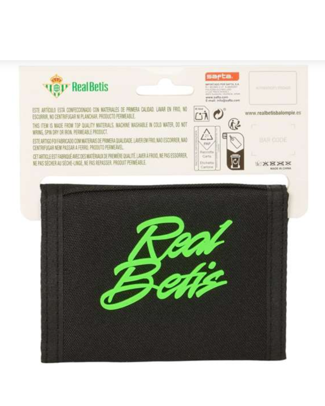 Cartera Billetera Real Betis Balompié Oficial – Monedero de Tela con Velcro