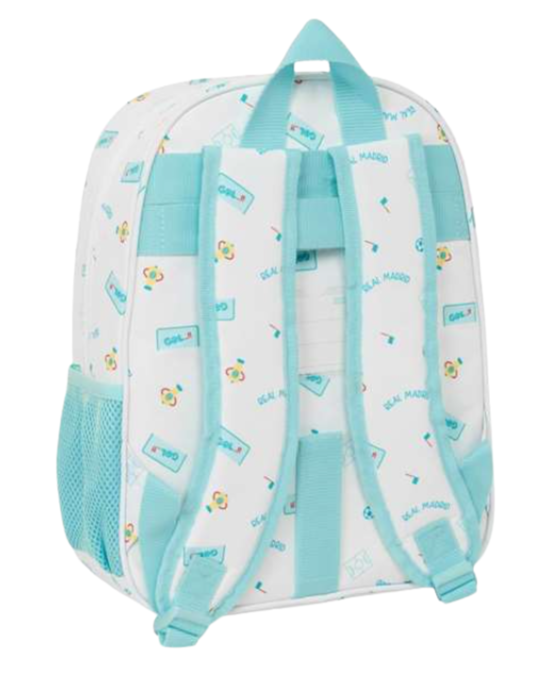 Mochila Infantil Real Madrid Oficial – Adaptable a Carro 34 cm Blanca