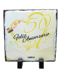 Placa Decorativa de Pizarra Natural "50º Aniversario" | Bodas de Oro | 15x15 cm