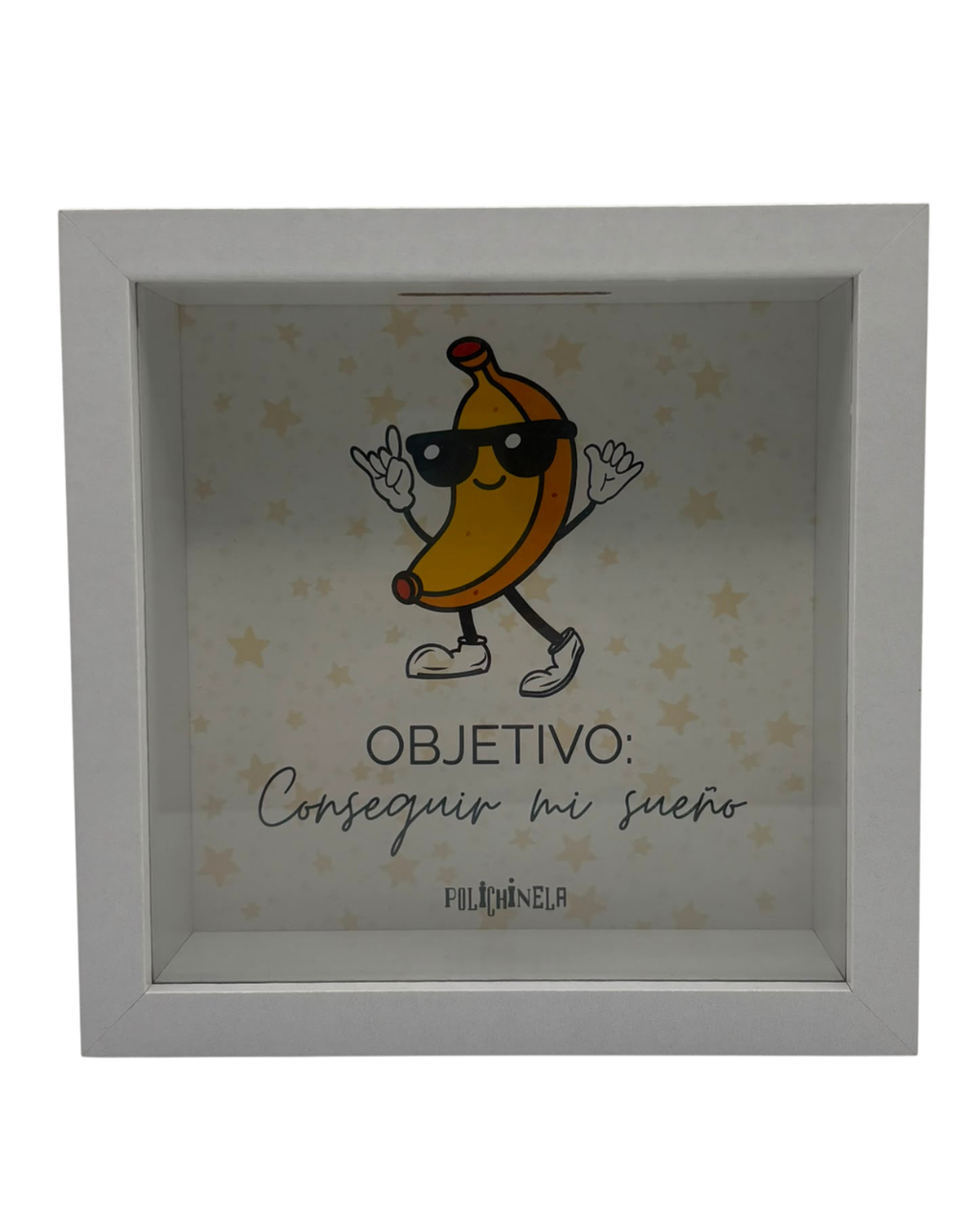 Hucha de Madera "Objetivo: Conseguir mi sueño" 15 x 15 cm | Diseño Exclusivo Polichinela