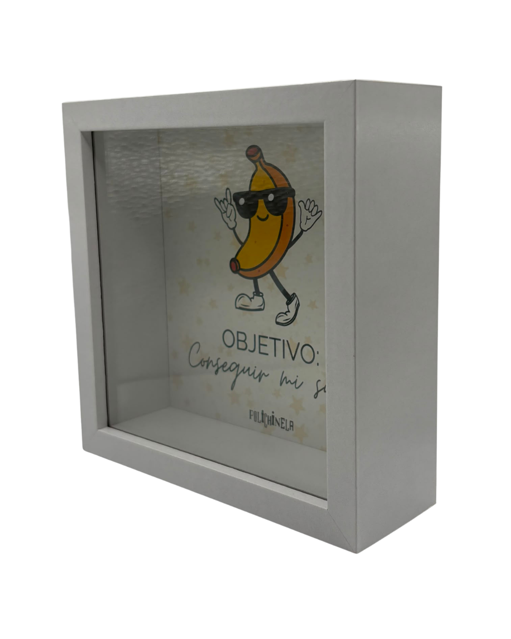 Hucha de Madera "Objetivo: Conseguir mi sueño" 15 x 15 cm | Diseño Exclusivo Polichinela