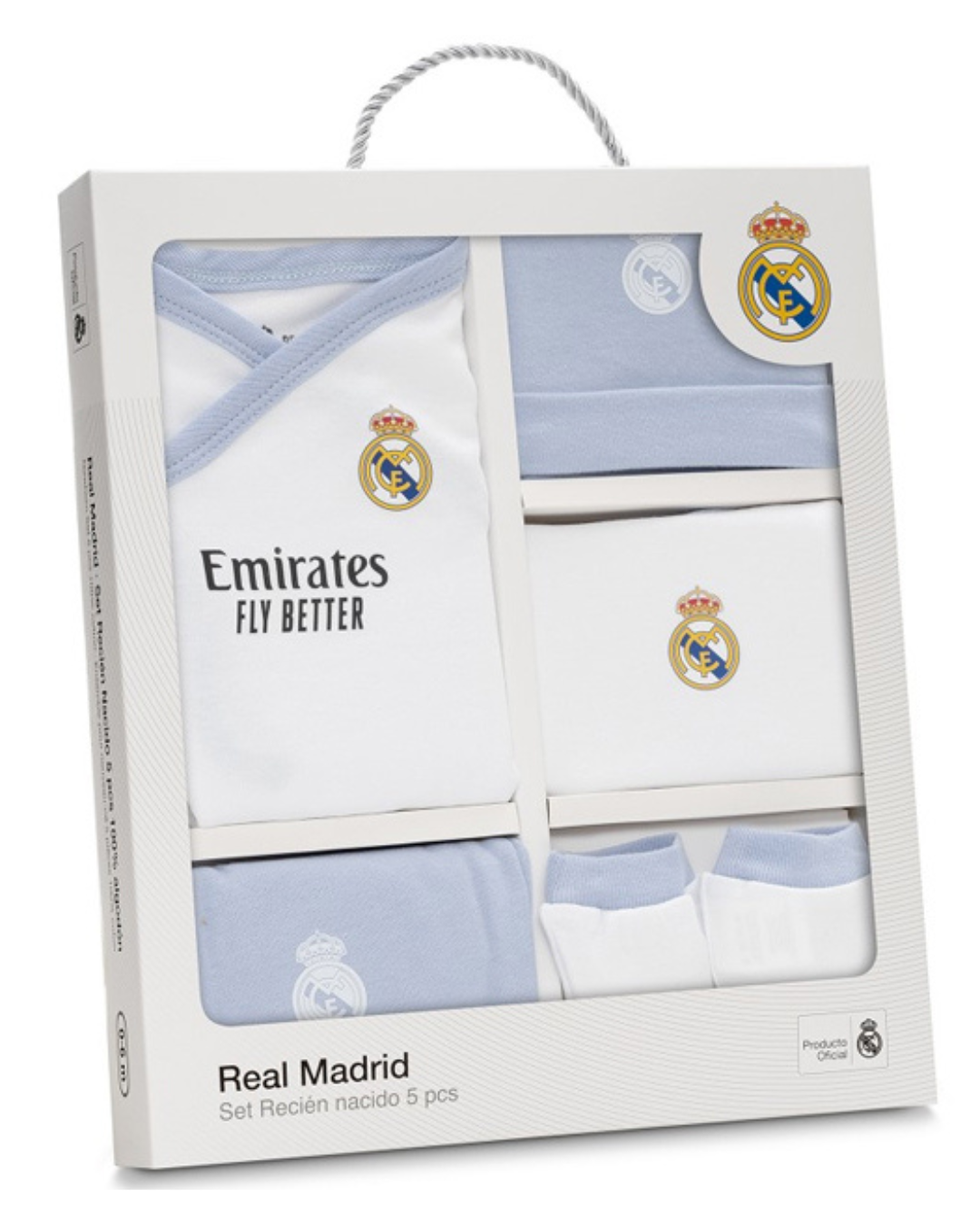 Set Regalo 5 Piezas REAL MADRID Algodón Estampado AZÚL