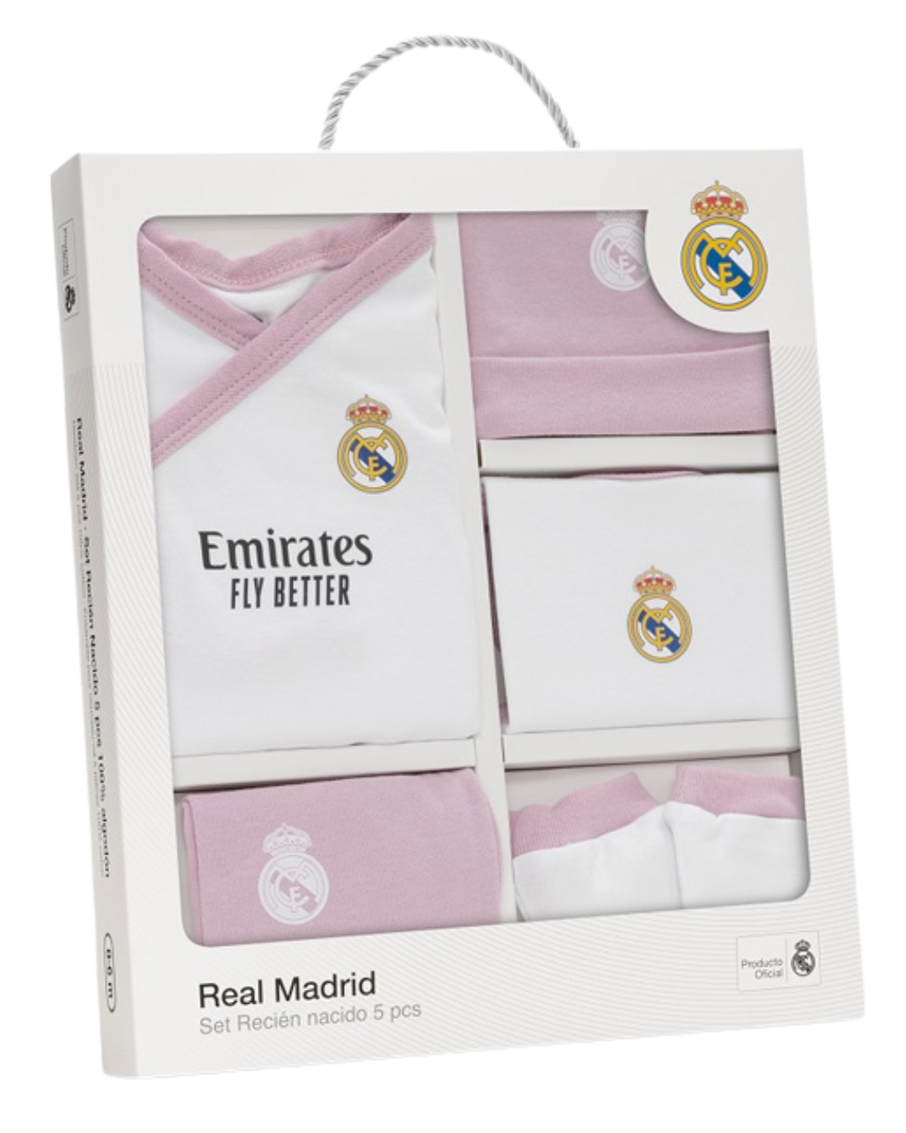 Set Regalo 5 Piezas REAL MADRID Algodón Estampado ROSA