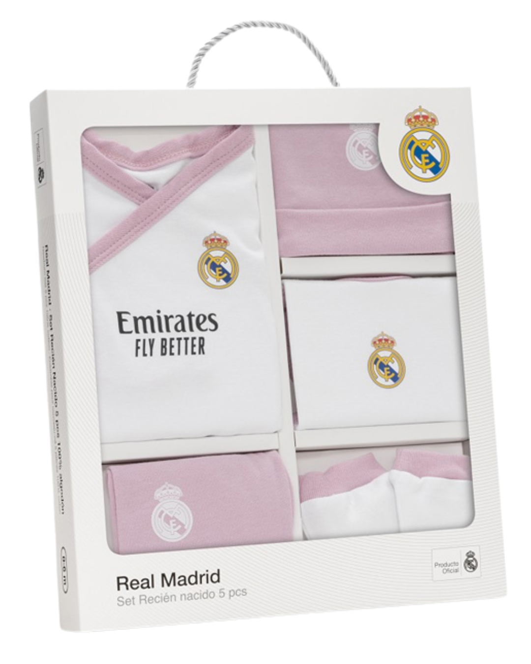 Set Regalo 5 Piezas REAL MADRID Algodón Estampado ROSA