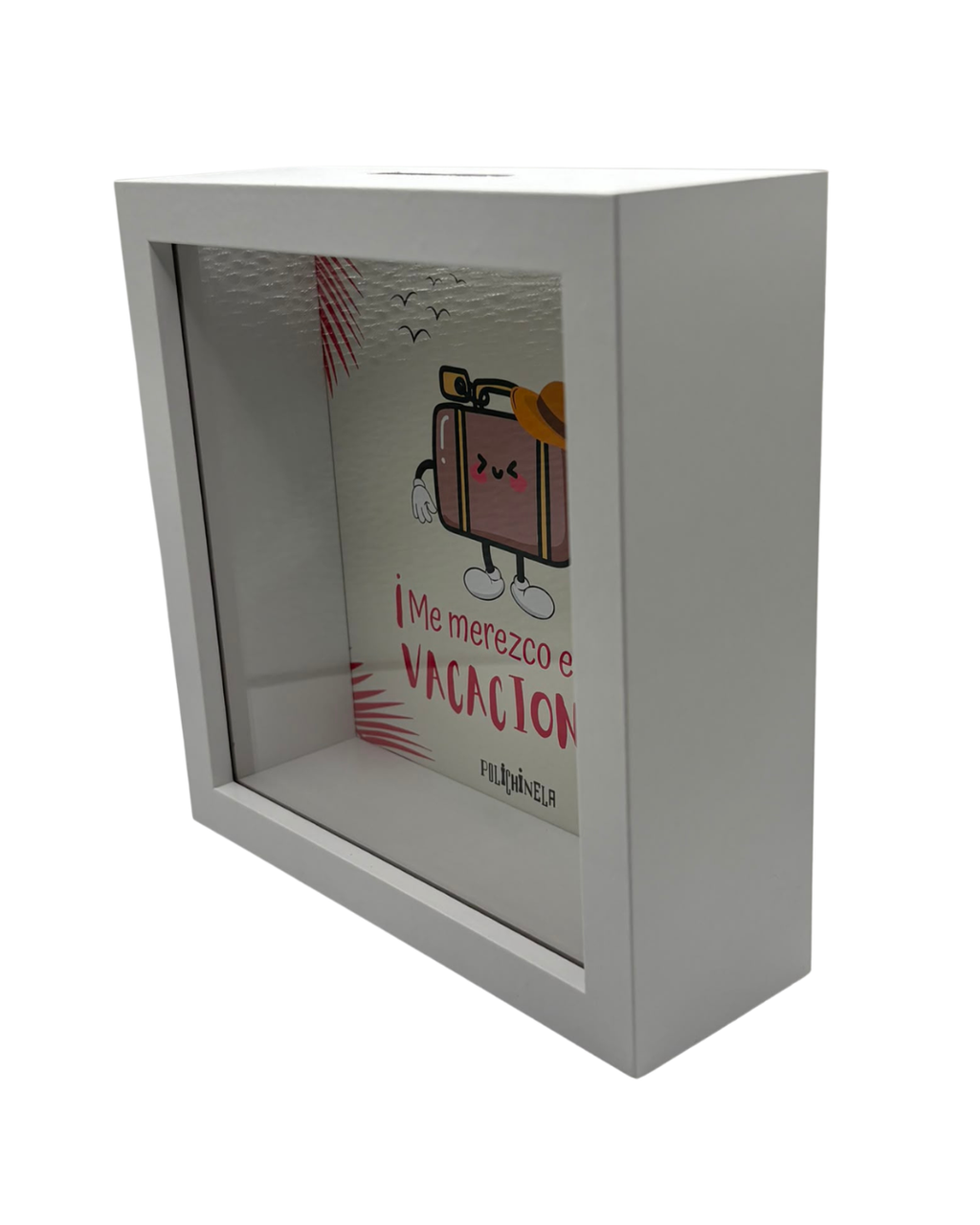 Hucha de Madera "¡Me Merezco Estas Vacaciones!" 15 x 15 cm | Diseño Exclusivo Polichinela