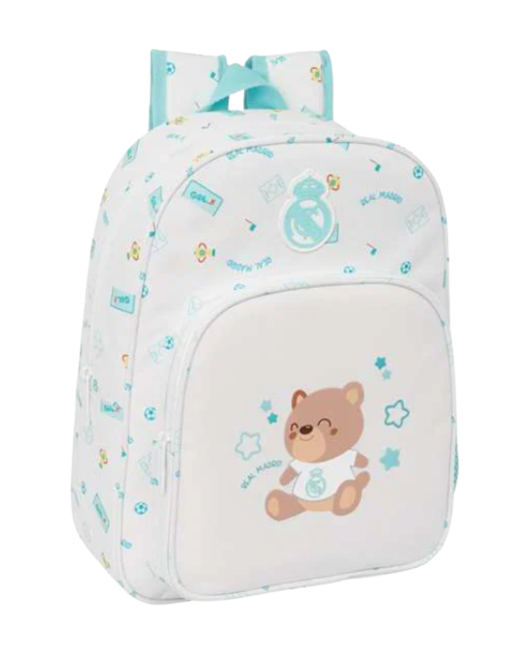 Mochila Infantil Real Madrid Oficial – Adaptable a Carro 34 cm Blanca