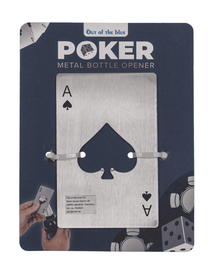 Abrebotellas Poker de metal en blister