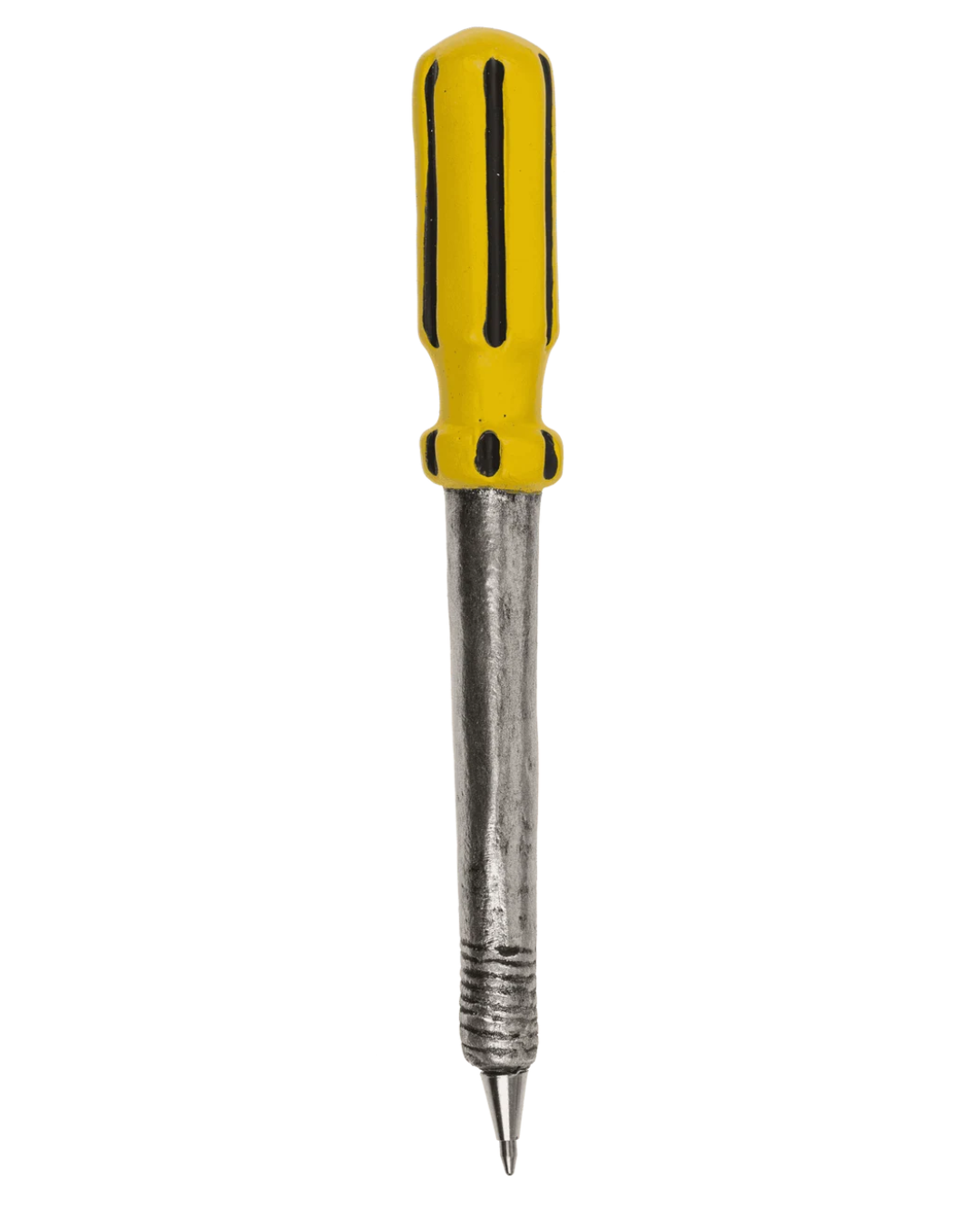 Bolígrafo de poliresina con forma de destornillador amarillo de 12 cm