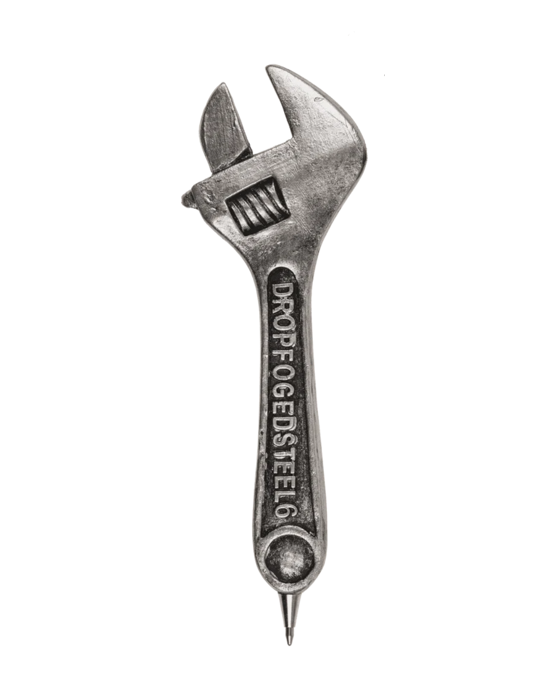 Bolígrafo de poliresina con forma de llave inglesa plateada de 12 cm