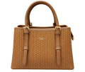 Bolso Camelia camel para mujer con frontal efecto trenzado y asas