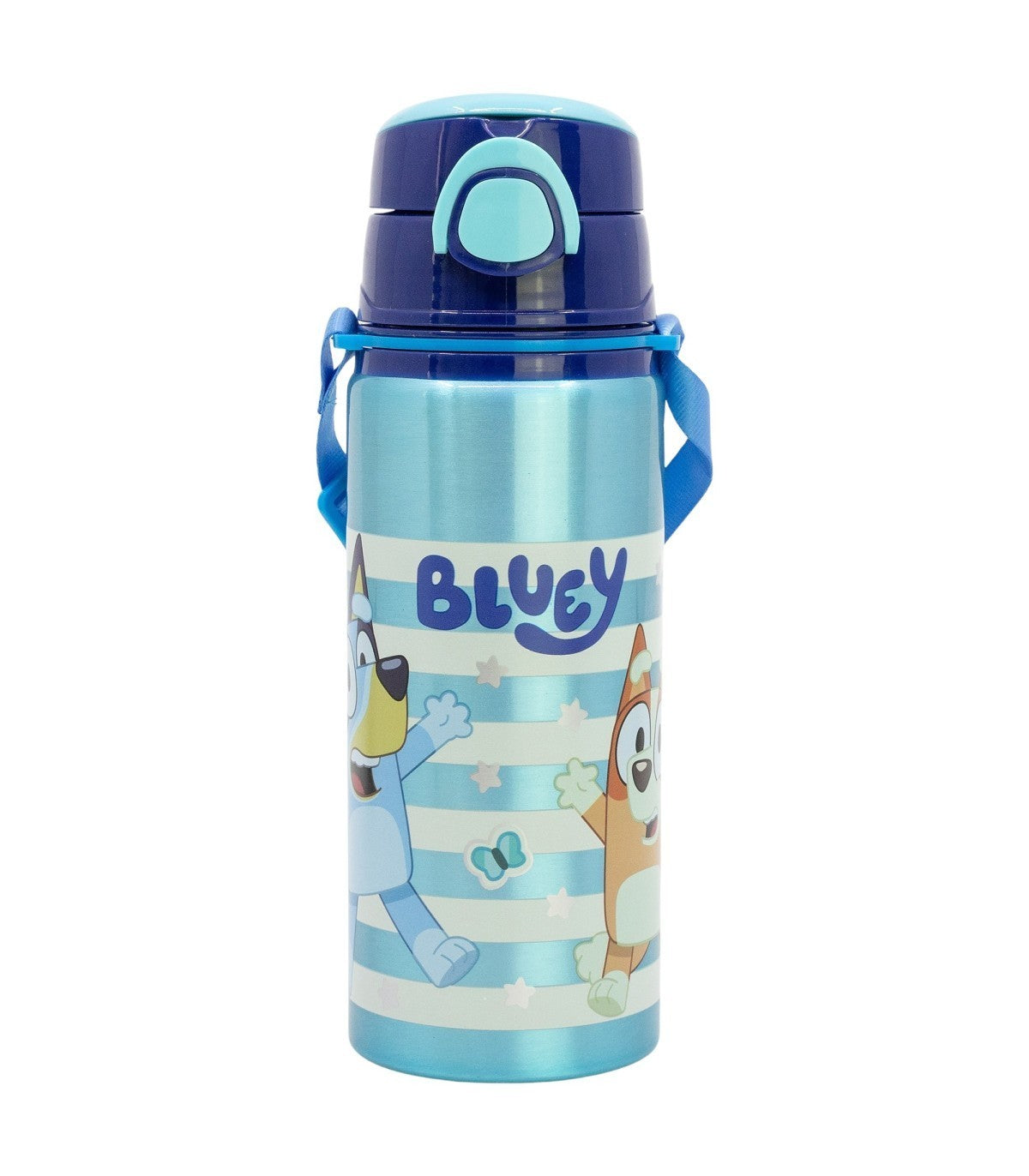 Botella infantil Bluey de aluminio 730 ml azul con tapón y correa