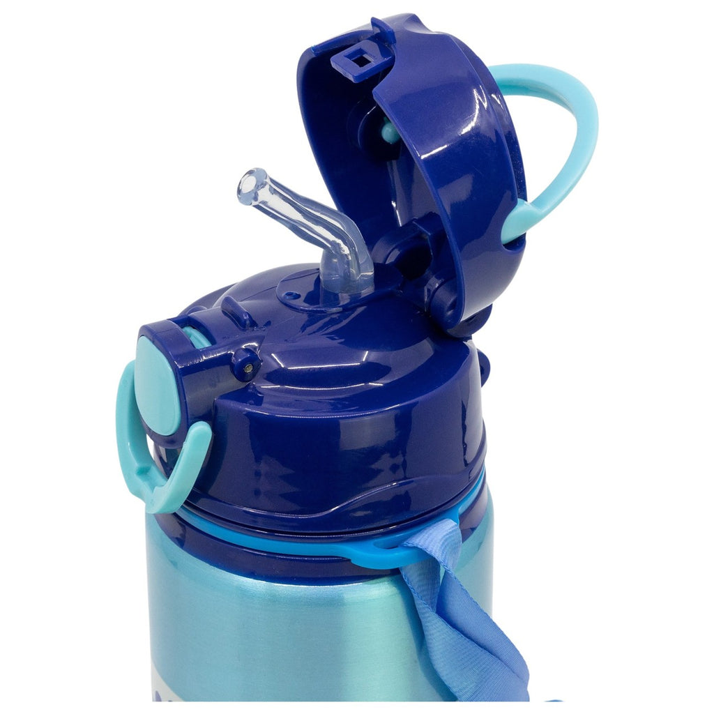 Botella infantil Bluey de aluminio 730 ml con pajita abierta