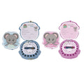 Caja guardadientes Ratoncito Pérez en madera pintada, modelos azul y rosa con pinzas y botecito