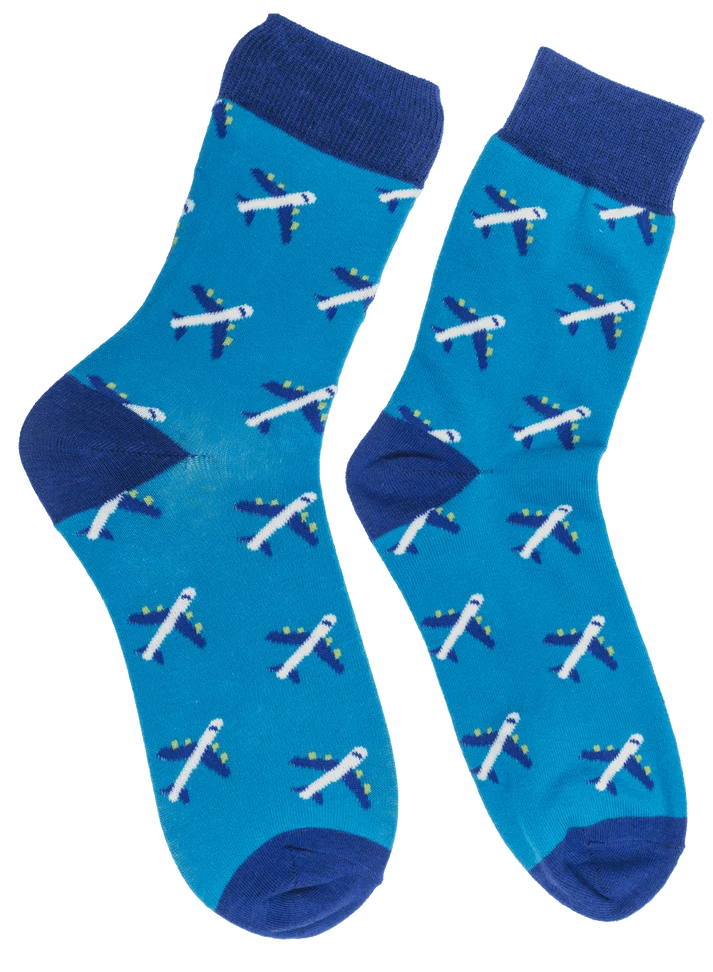 Calcetines de aviones azul turquesa talla 42-46
