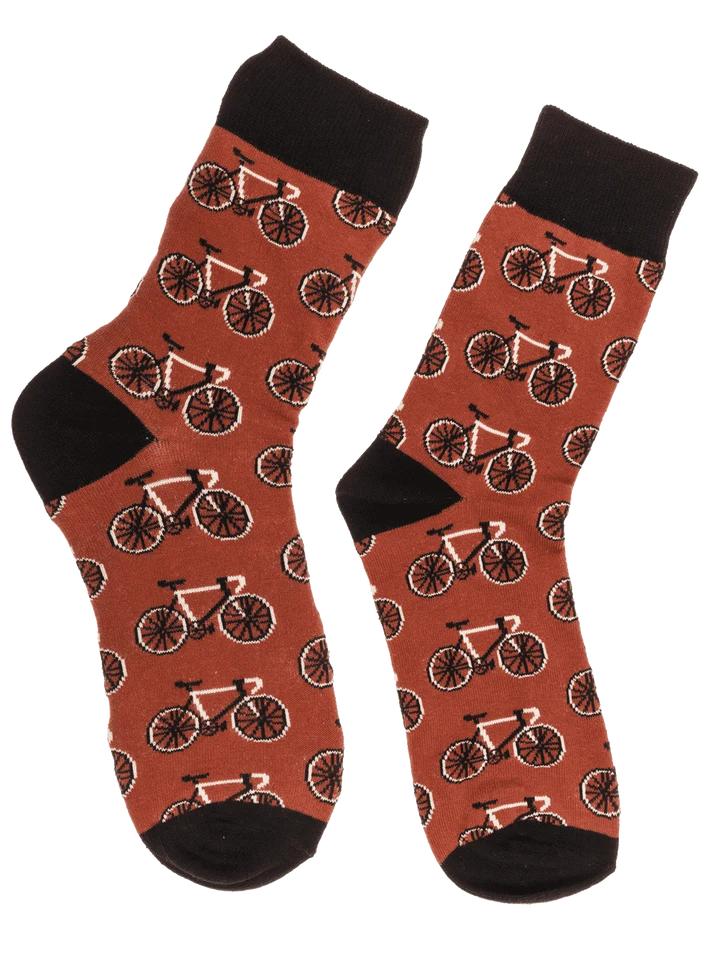 Calcetines originales de bicicletas terracota y negro, talla 42-46