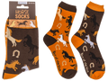 Calcetines marrones de caballos doblados con etiqueta Horse Socks