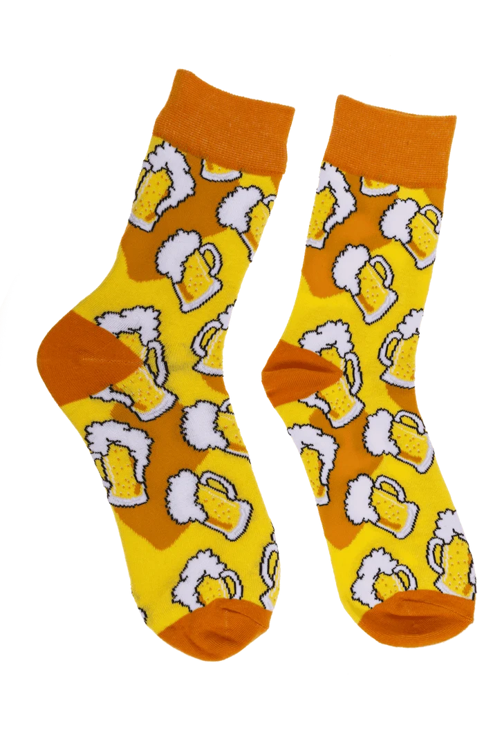 Calcetines de cerveza con jarras espumosas, talla 42-46