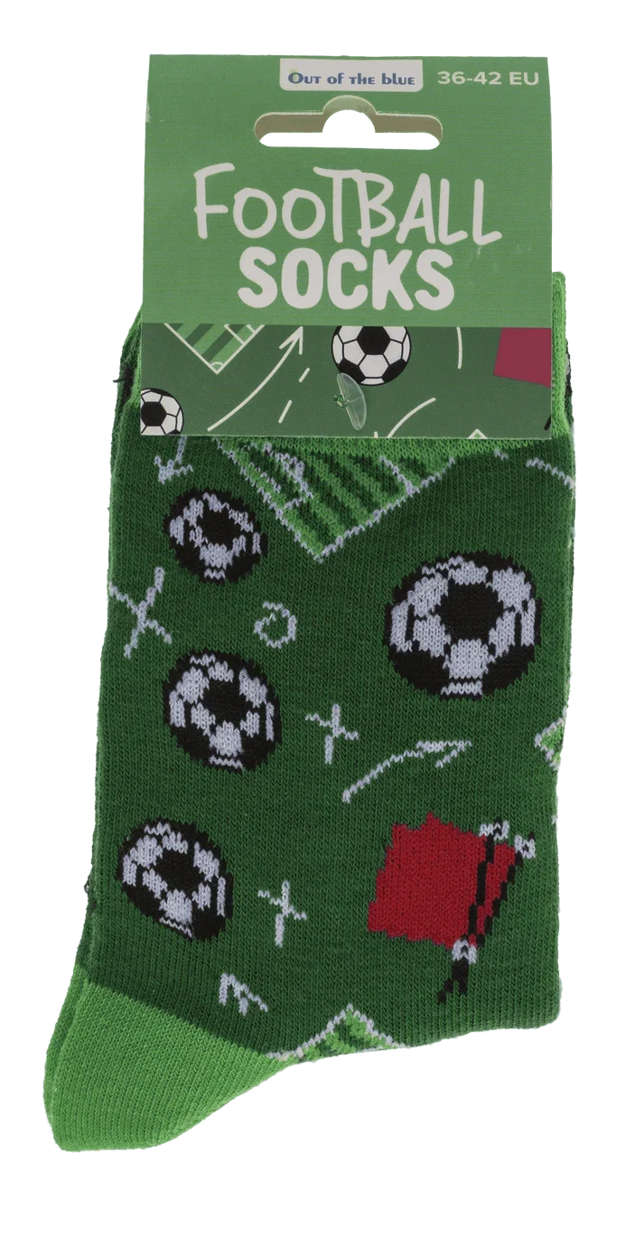 Calcetines Football Socks plegados en su presentación de cartón, talla 36-42