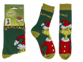 Vista de los calcetines del Grinch y su embalaje